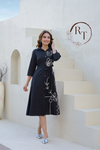 Black Embroidered Bleted Shirt Dress 135