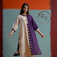 Beige & Purple Color Block Cotton Kurta 2pc Set 165