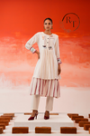Ivory Elegance Embroidered Tiered Kurta 2pc Set 175