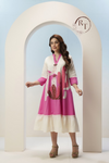 Pink & Off-White Cactus Print Tiered Kurta  Dress 135