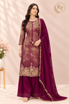 Plum Majesty – Premium Benaras Farsi Salwar Suit Set (RT1580)
