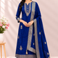 Royal Blue Heritage – Premium Benaras Straight Cut 3 Piece Suit Set (RT1700)