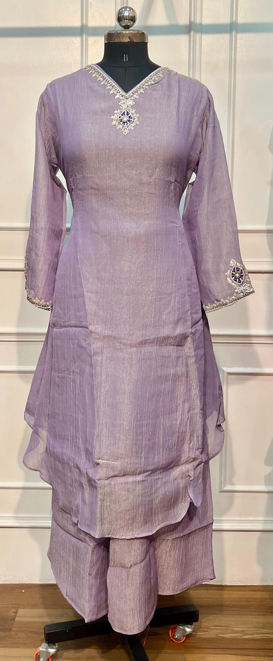 Lavender Luxe – Premium Shimmer 3 Piece Suit Set (XL)