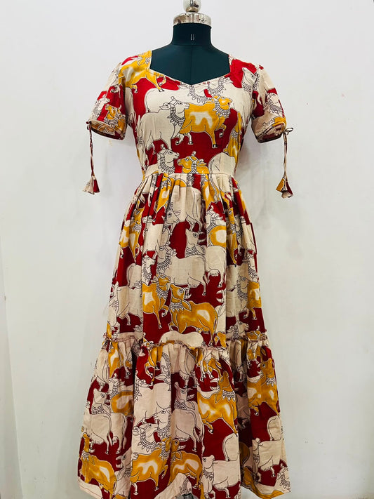 Heritage Motif Cotton Kalamkari Dress (RT1148)