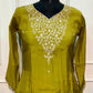 Olive Bloom Mull Chanderi A-Line 3 Piece Suit Set (RT1162)