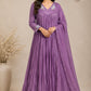 Lavender Mist Mull Chanderi A-Line 3 Piece Suit Set (RT1161)