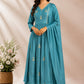 Ocean Mist Mull Chanderi  A-Line Suit Set (RT1164)