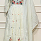 Ivory Blossom Mull Chanderi A-Line Suit Set (RT1167)