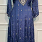 Powder Periwinkle Chinon Embroidered anarkali Suit Set (RT1175)