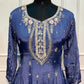 Powder Periwinkle Chinon Embroidered anarkali Suit Set (RT1175)