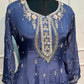 Powder Periwinkle Chinon Embroidered anarkali Suit Set (RT1175)