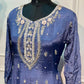 Powder Periwinkle Chinon Embroidered anarkali Suit Set (RT1175)