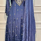 Powder Periwinkle Chinon Embroidered anarkali Suit Set (RT1175)