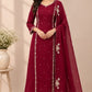 Luxury Magenta Floral Embroidered Chinon A-Line Suit Set (RT1481)