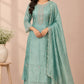 Sage Green Embroidered Salsa A-Line Suit Set (RT1478)