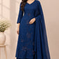 Midnight Bloom Chinon Embroidered A-Line Suit Set (RT1484)