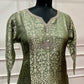 Regal Sage Brocade Banaras Straight-Cut 3-Piece Set (RT1480)