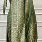 Regal Sage Brocade Banaras Straight-Cut 3-Piece Set (RT1480)