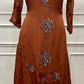 Rust Blossom Chinon Embroidered A-Line Suit Set (RT1483)