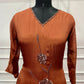 Rust Blossom Chinon Embroidered A-Line Suit Set (RT1483)