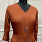 Rust Blossom Chinon Embroidered A-Line Suit Set (RT1483)