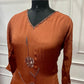 Rust Blossom Chinon Embroidered A-Line Suit Set (RT1483)
