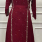 Luxury Magenta Floral Embroidered Chinon A-Line Suit Set (RT1481)
