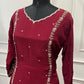 Luxury Magenta Floral Embroidered Chinon A-Line Suit Set (RT1481)