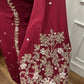 Luxury Magenta Floral Embroidered Chinon A-Line Suit Set (RT1481)