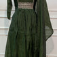 Emerald Royale Mull Chanderi Embroidered A-Line Suit Set (RT1610)