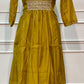 Mustard Glow Mull Chanderi Embroidered A-Line Suit Set (RT1611)