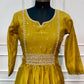 Mustard Glow Mull Chanderi Embroidered A-Line Suit Set (RT1611)