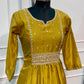 Mustard Glow Mull Chanderi Embroidered A-Line Suit Set (RT1611)