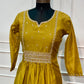 Mustard Glow Mull Chanderi Embroidered A-Line Suit Set (RT1611)