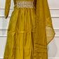 Mustard Glow Mull Chanderi Embroidered A-Line Suit Set (RT1611)