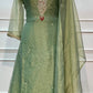 Golden Sage Salsa Embroidered A-Line Suit Set (RT1609)
