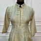 Ivory Royale Tissue Embroidered Anarkali Suit Set with Maroon Bandhani Dupatta (RT1602)
