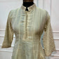 Ivory Royale Tissue Embroidered Anarkali Suit Set with Maroon Bandhani Dupatta (RT1602)