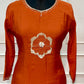 Rust Orange Floral Embroidered Premium Mull Chanderi A-Line Suit Set (RT1601)