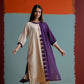 Beige & Purple Color Block Cotton Kurta 2pc Set 165