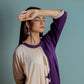 Beige & Purple Color Block Cotton Kurta 2pc Set 165