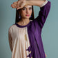 Beige & Purple Color Block Cotton Kurta 2pc Set 165