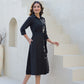Black Embroidered Bleted Shirt Dress 135