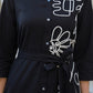 Black Embroidered Bleted Shirt Dress 135