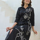 Black Embroidered Bleted Shirt Dress 135