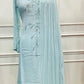 Elegant Sky Blue Chinon Ethnic Suit Set (RT 2004)