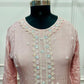 Blush Pink Chinon Embroidered Kurta Palazzo Set (RT 2005)