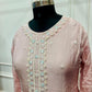 Blush Pink Chinon Embroidered Kurta Palazzo Set (RT 2005)