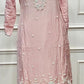 Blush Pink Chinon Embroidered Kurta Palazzo Set (RT 2005)