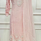 Blush Pink Chinon Embroidered Kurta Palazzo Set (RT 2005)